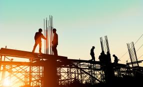 Construction workers building