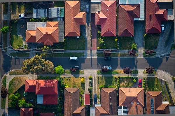 Ariel view of houses homepage