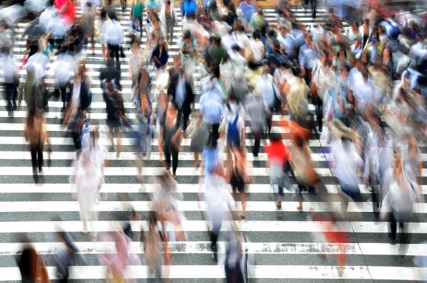 This is an image of people on a pedestrian crossing