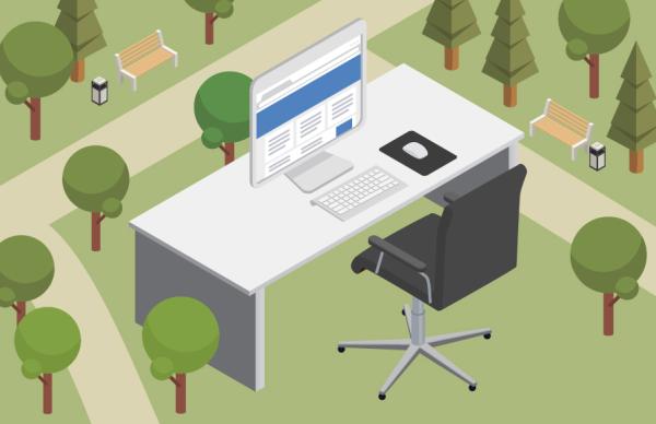 desk, computer and chair graphic 