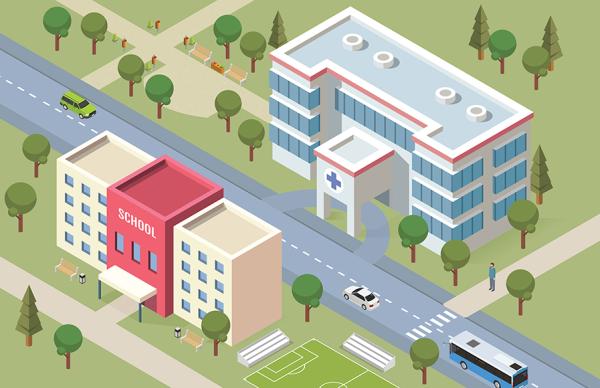 hospital and school graphic