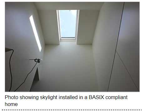 This is an image of a skylight in a BASIX compliant home