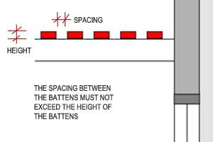 This is an image of a pergola with spacing between the battens