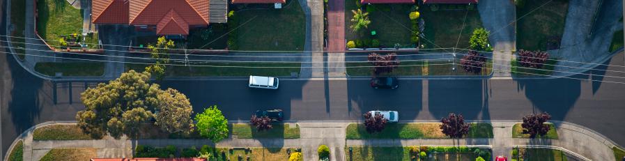 Ariel view of houses homepage