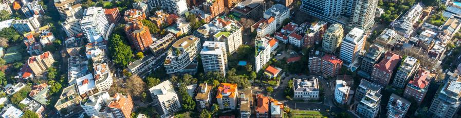 Ariel view of houses wide