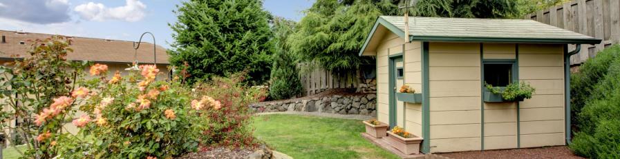 garden shed in backyard