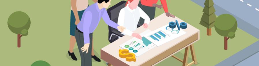 people at a desk graphic