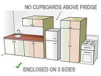 This is an image of no cupboards above fridge